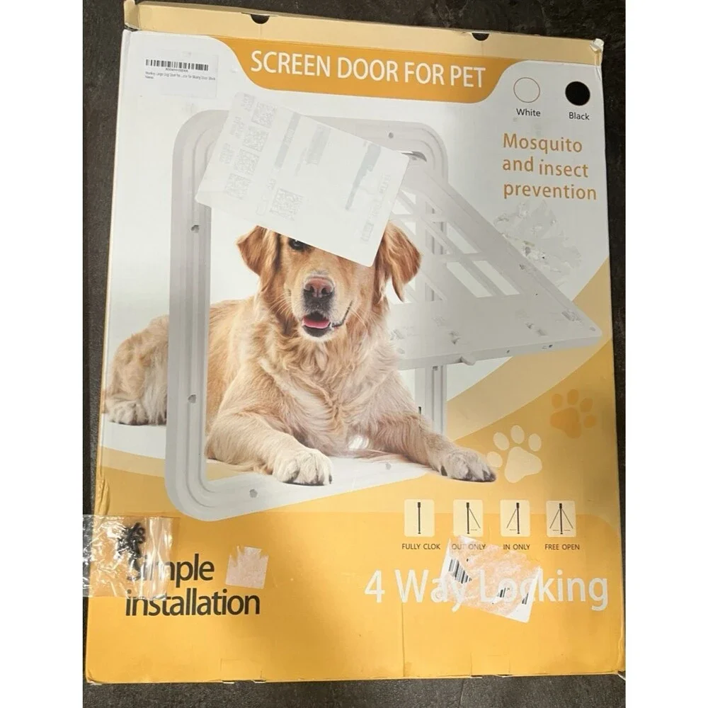 Pet Screen Door with Black Frame - Easy Installation
